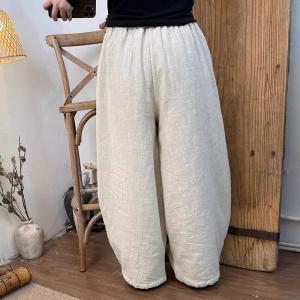 Comfy Organic Linen Quilted Barrel Pants