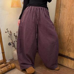 Comfy Organic Linen Quilted Barrel Pants