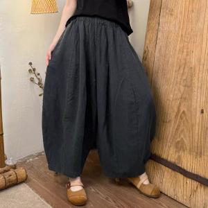 Lazy Day Plain Linen Balloon Pants
