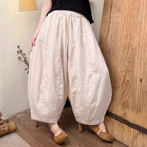 Lazy Day Plain Linen Balloon Pants