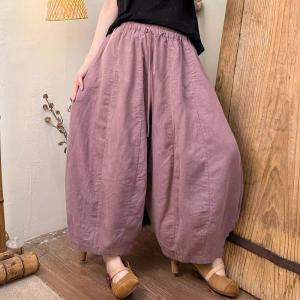 Lazy Day Plain Linen Balloon Pants