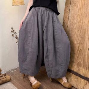 Lazy Day Plain Linen Balloon Pants