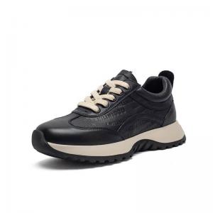 Comfy Leather Letter Platform Sneakers