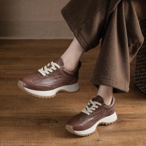 Comfy Leather Letter Platform Sneakers