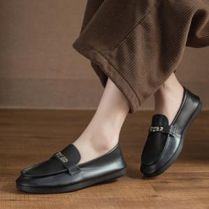 Cowhide Leather Metallic Comfort Work Loafers