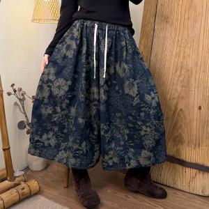 Flowers Prints Cropped Palazzo Jeans