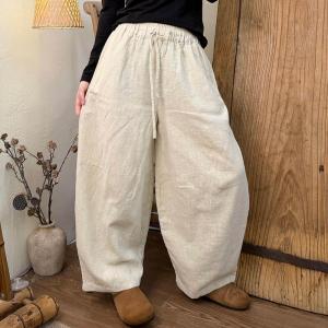 Neutral Color Loose Linen Yoga Pants