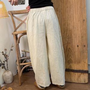Neutral Color Loose Linen Yoga Pants