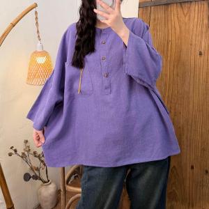 Tassel Pockets Linen Oversized Shirt