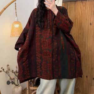 Plus Size Ethnic Printed Tunic Blouse