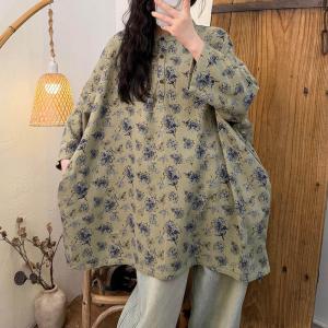 Plus Size Ethnic Printed Tunic Blouse