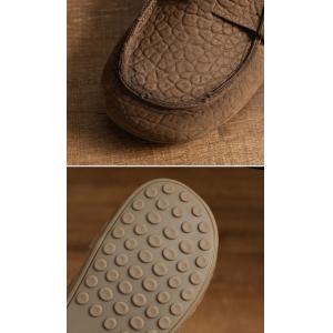 Wide Toe Buckle Cowhide Shallow Mouth Flats