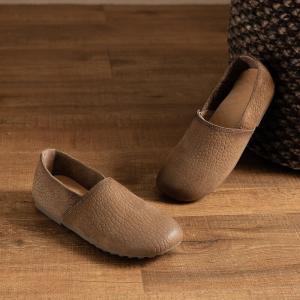 Simple Designer Cowhide Slip-On Mother Flats