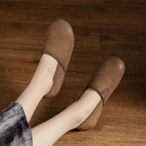 Simple Designer Cowhide Slip-On Mother Flats