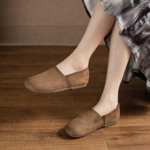 Simple Designer Cowhide Slip-On Mother Flats