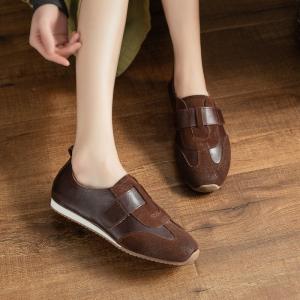 Sports Style Leather Velcro Sneakers