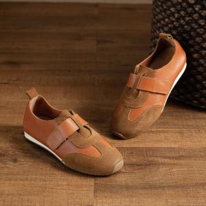 Sports Style Leather Velcro Sneakers