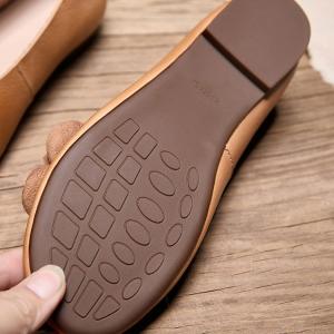 Stereo Flowers Round Toe Slip-On Ballet Flats