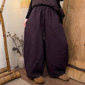 Casual Style Womens Linen Barrel Pants