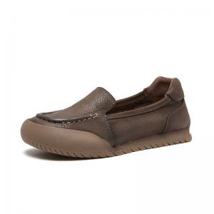 Round Toe Cowhide Comfort Mom Flats
