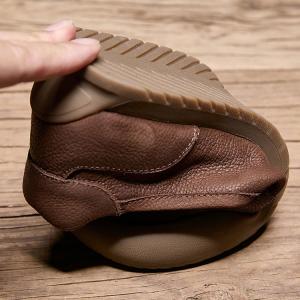 Round Toe Cowhide Comfort Mom Flats