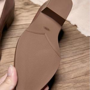 Chunky Heels Leather Pointed Toe Business Footwear