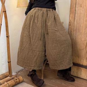 Drawstring Waist Line Quilted Wide Leg Pants
