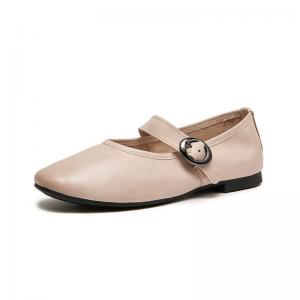 Pastel Colors Buckle Straps Leather Mary Jane Flats