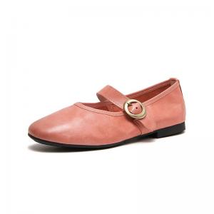 Pastel Colors Buckle Straps Leather Mary Jane Flats