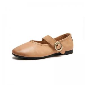 Pastel Colors Buckle Straps Leather Mary Jane Flats