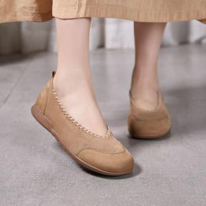 Handmade Suede Leather Cozy Mom Flats