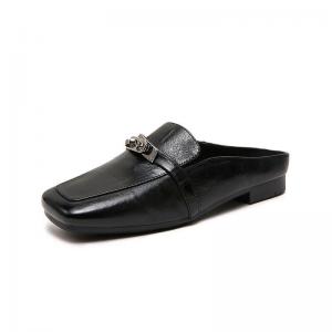 Horse Skin Square Toe Slip-On Slippers