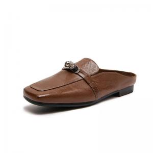 Horse Skin Square Toe Slip-On Slippers