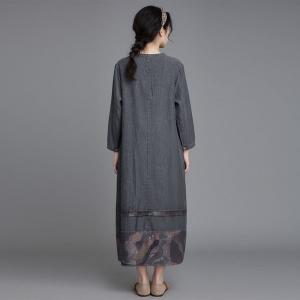 Printed Hem Tencel Denim Loose Dress