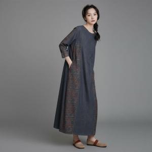 Loose-Fit Totem Printed Denim Shift Dress