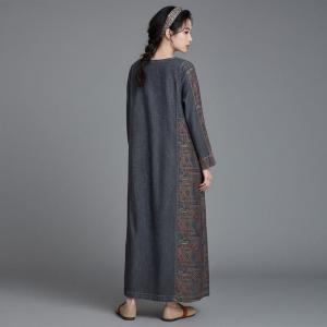 Loose-Fit Totem Printed Denim Shift Dress