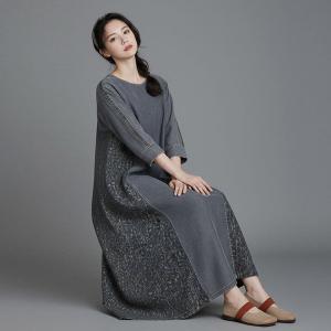 Loose-Fit Totem Printed Denim Shift Dress