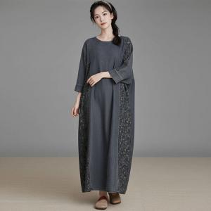 Loose-Fit Totem Printed Denim Shift Dress