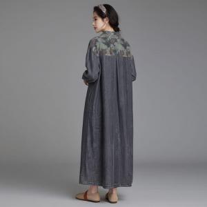 Button Down Polo Neck Jean Shirt Dress