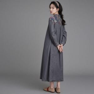 Button Down Polo Neck Jean Shirt Dress