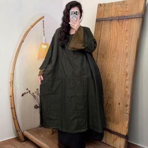 Flounce Sleeves Loose Midi Dress