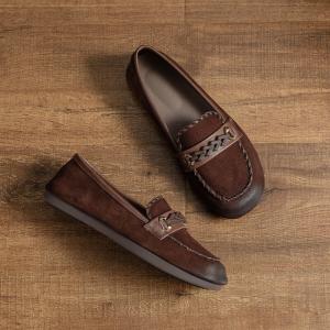 Business Chic Weave Buckle Leather Comfort Loafers
