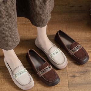 Business Chic Weave Buckle Leather Comfort Loafers