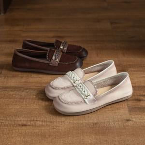 Business Chic Weave Buckle Leather Comfort Loafers