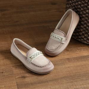 Business Chic Weave Buckle Leather Comfort Loafers