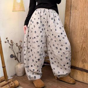 Cozy Summer Printed Linen Floral Curved Pants