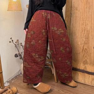 Oriental Fashion Linen Quilted High Waist Pants