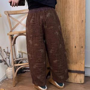Oriental Fashion Linen Quilted High Waist Pants