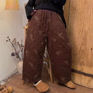 Oriental Fashion Linen Quilted High Waist Pants