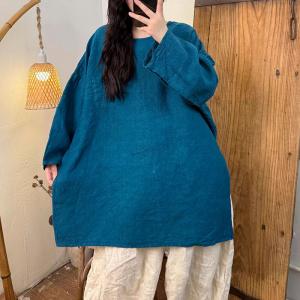 Pop Colors Large Size Casual Linen Tunic
